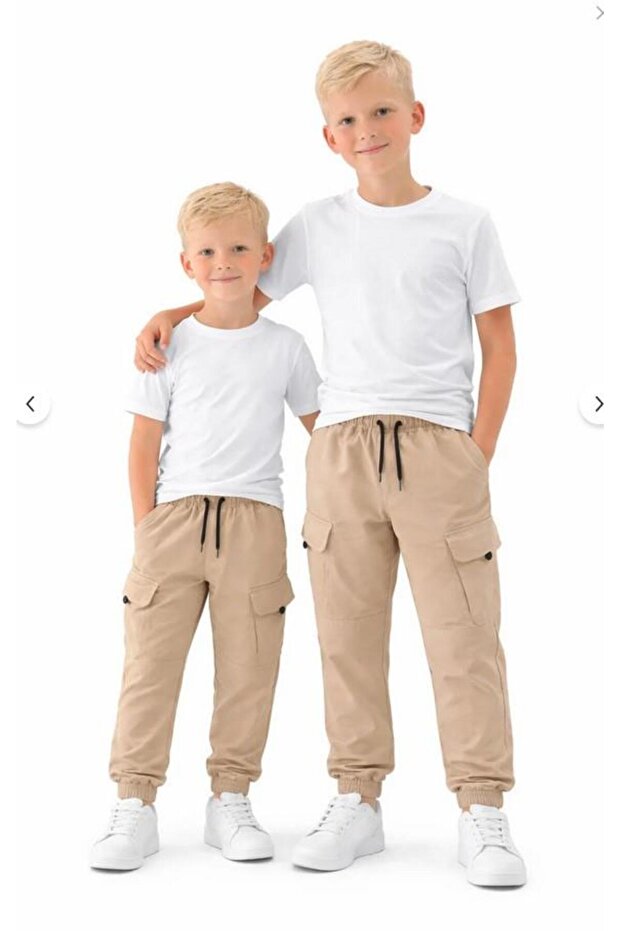 Ay Ki̇ds Boys' Cargo Pocket Sweatpants – Elastic Cuff Comfortable Jogger Pants 6456-