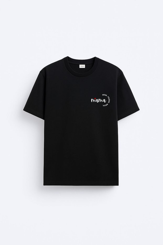 Best Mom Mama Anne Printed Cotton Fabric Black T-Shirt T-Shirt