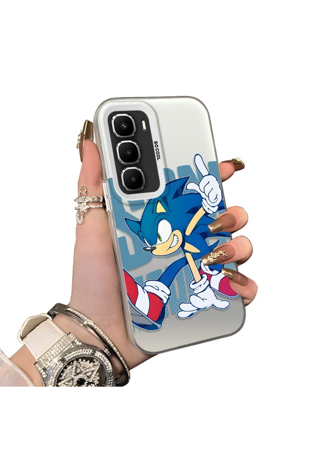 Infinix Hot 60 Pro Compatible Hard Acrylic Back Silicone Edge Lens Protection Case