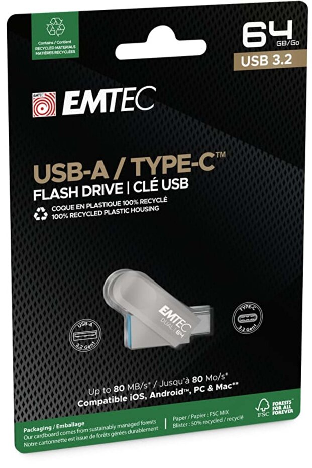 USB3.2 Type-C Διπλό D280 64GB - 3