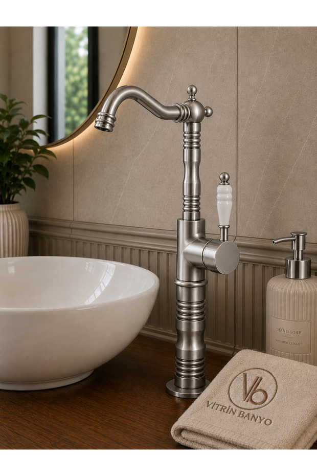 İnox Çanak Sink Faucet | High Body Premium Faucet with Ceramic Handle