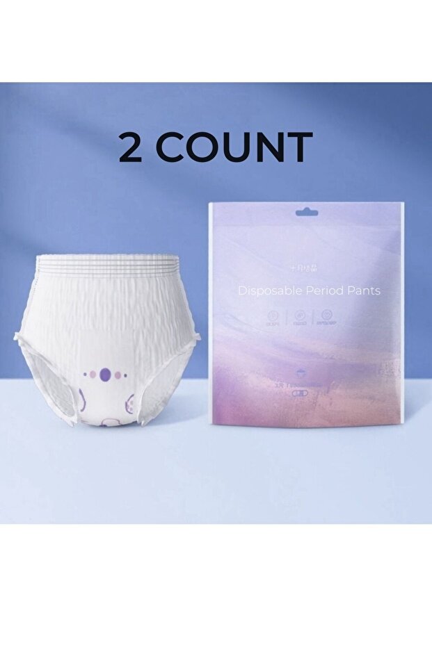 Disposable Period Pants for Sanitary Protection, 2 Count Sanitary Pads Pant Style, Protective Underwear for Women, Super Guard Short Type