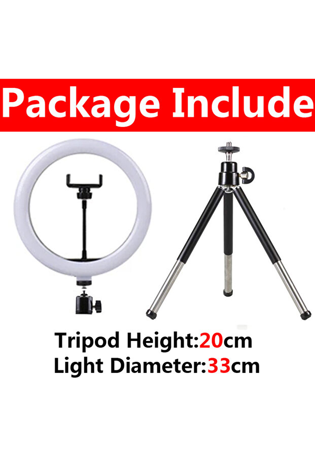 B-33cm 12 inch LED Ring light Photography Lighting Phone Ringlight With Tripod Stand USB Round Fill