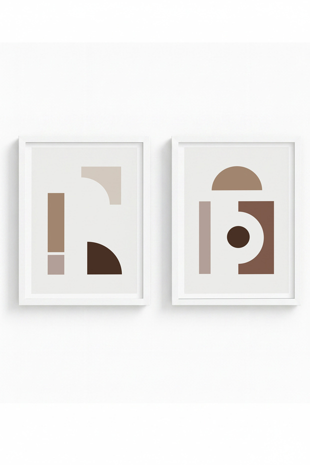 White Wooden Framed 2 Piece Set Painting Huhu111