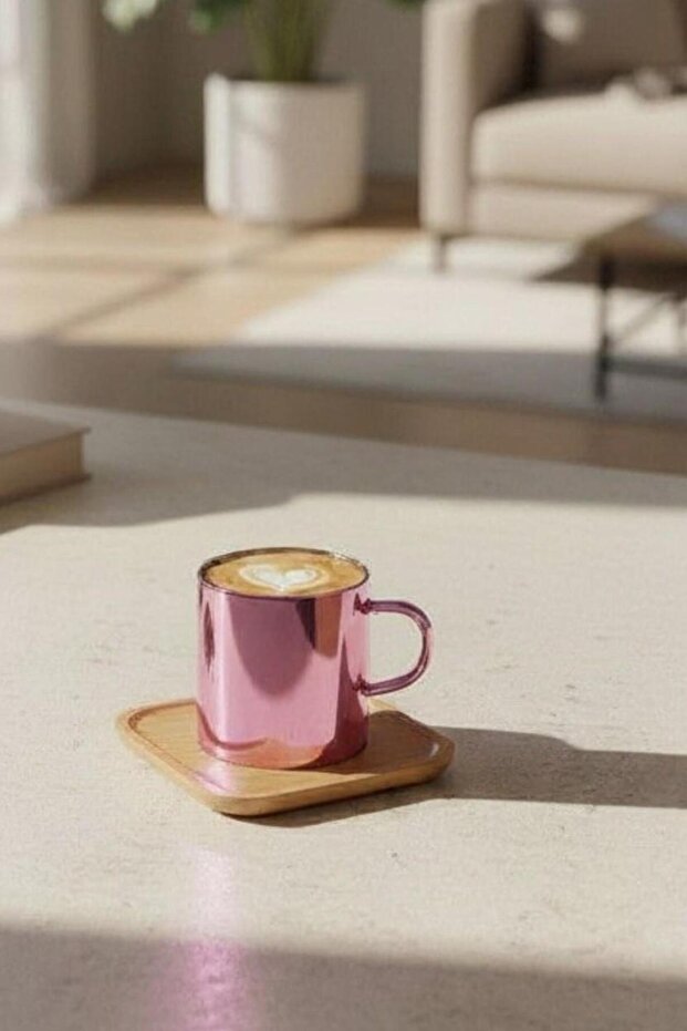 2-Person Mirrored Glass Coffee Cup Pink