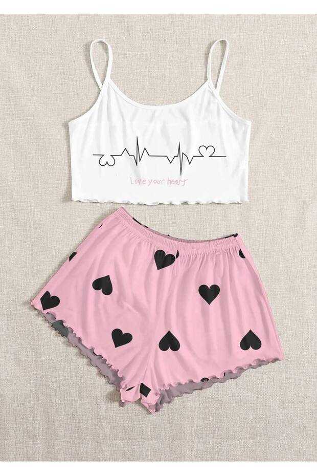 Strappy Shorts Pajama Set Love Your Heart Supersoft