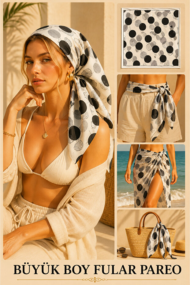 Luxury Women's Large Size Scarf Pareo 90X90 cm Multi-Purpose Beach Shawl