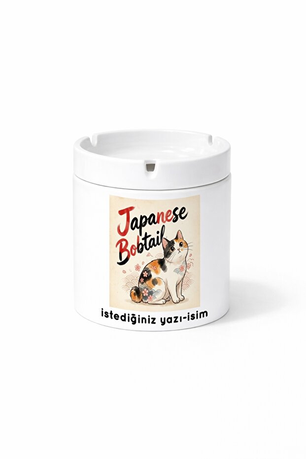 Animal Japanese Bobtail Japanese Cat Double Sided Printed Ash Tray Ashtray Gift
