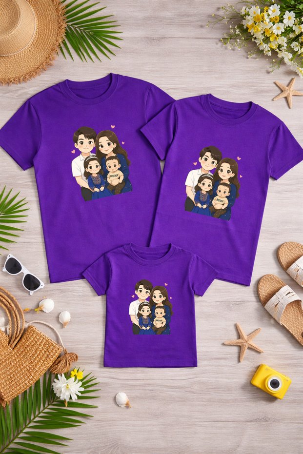 Mother Father Child Combination T-Shirt Cotton Oversize Family Combination T-Shirt (Products Sold Individually)