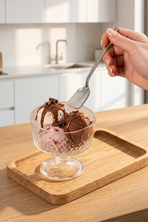 Etn-797 Stainless Steel Set of 6 Ice Cream Spoons