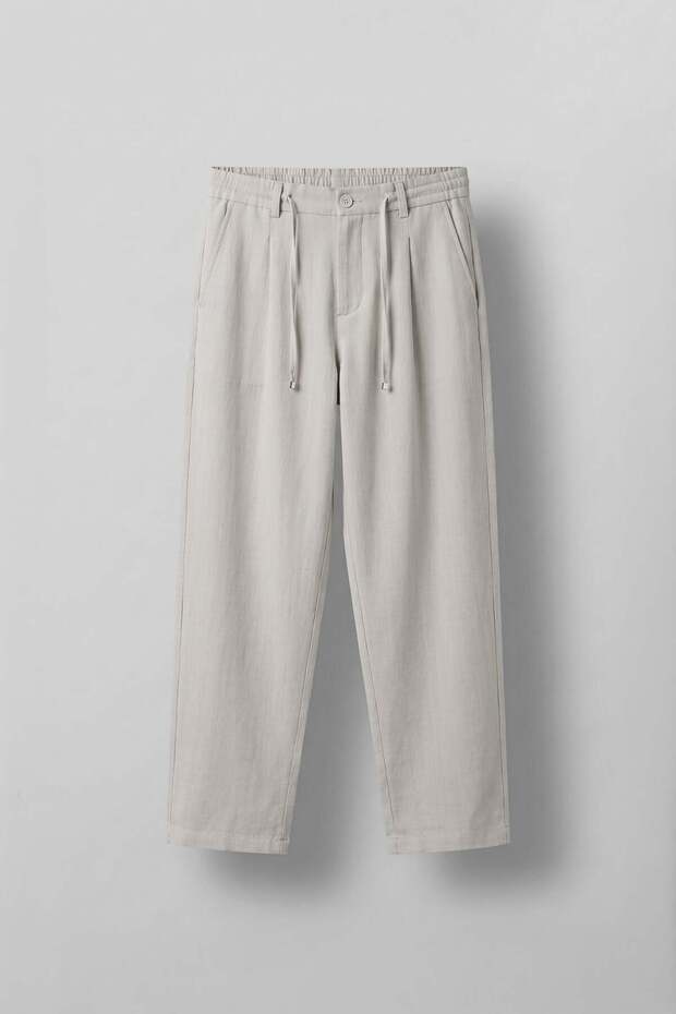 Men's Relaxed Fit Lace-Up Comfortable Fit Pants Light Gray