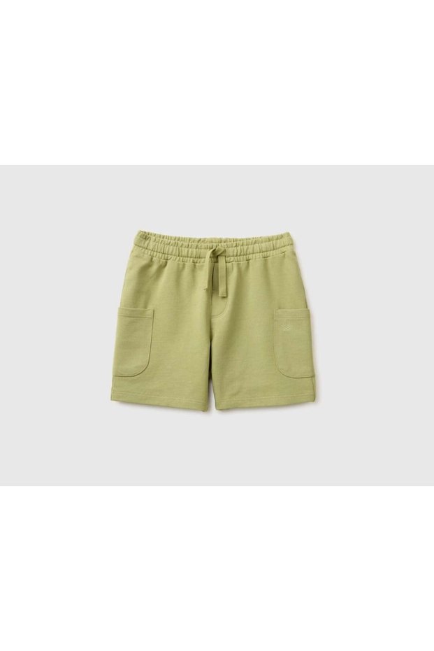 Baby Boy Cotton Bermuda Shorts with Side Pockets 1-5 Years Haki̇