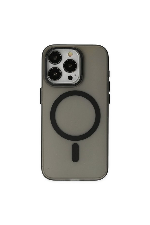 Apple iPhone 15 Pro Compatible Case Lodos Magneticsafe Matte Cover - Black
