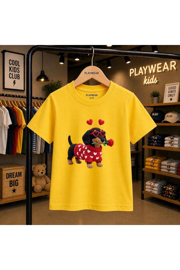 Heart Glasses Doge Printed 100% Children's Unisex T-Shirt 5 6 -7 8-9 10 -11 12 Years Old
