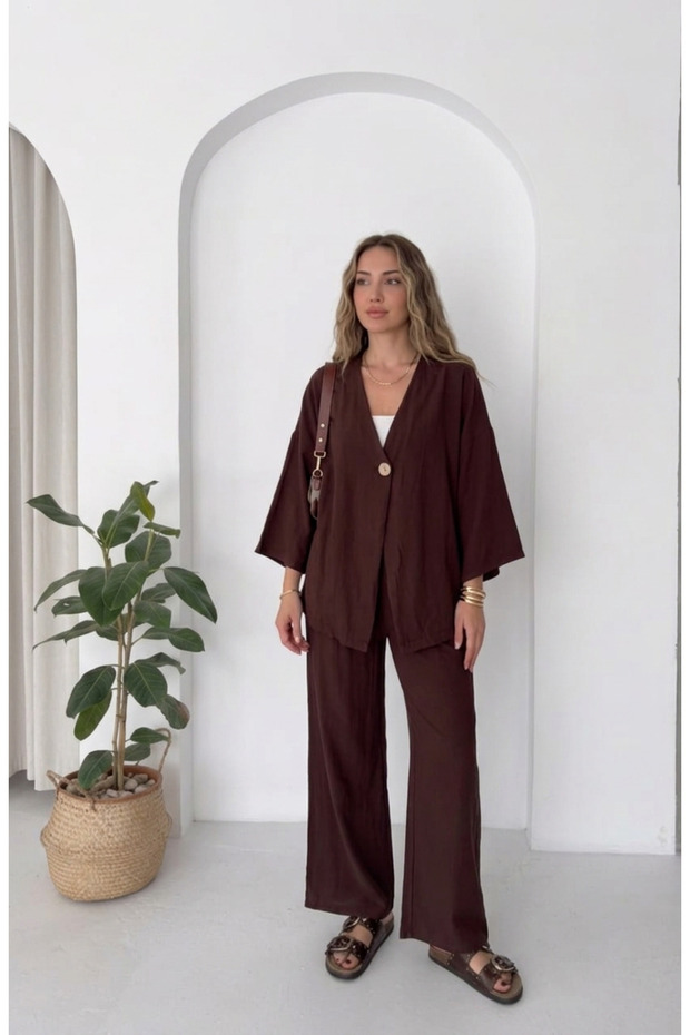 Women's Modal Fabric Kimono Pants Double Set