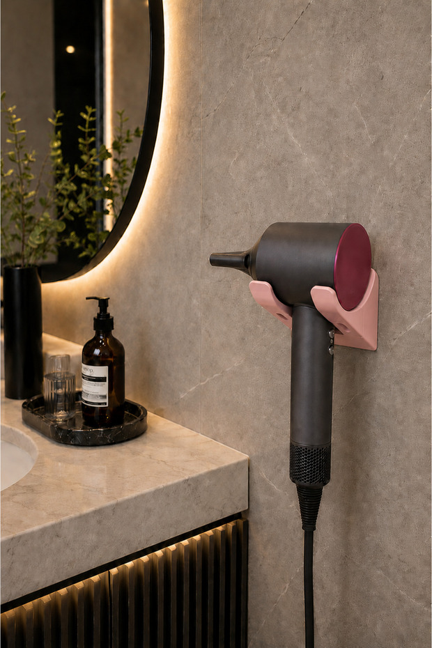 Hair Dryer Wall Hanger | Stylish and Modern Bathroom Organizer | Strong Grip Organizer Hanger