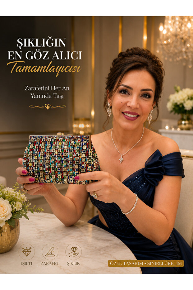 25Yc1292 Colorful Stone Evening Dress Bag