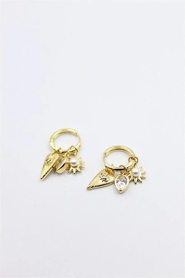 Stone charm earrings - gold