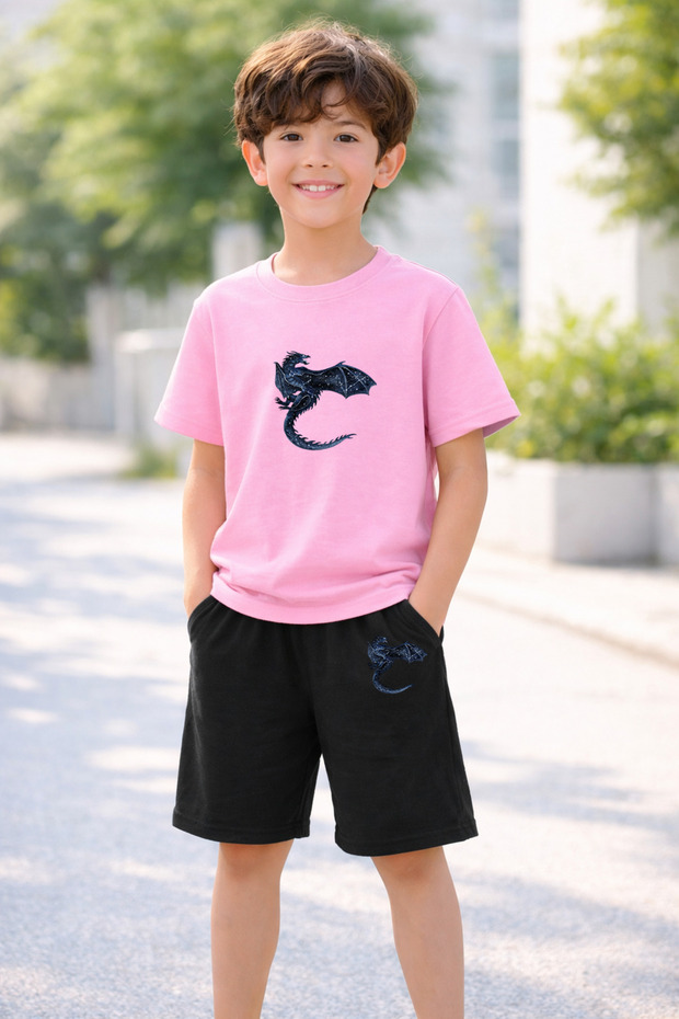 Boy's Shorts Set Printed Cotton Summer Comfortable Fit Sports Combination