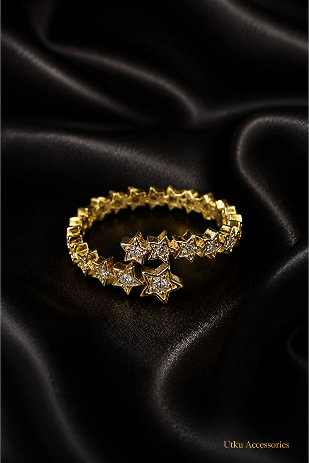 Star Figured Zircon Stone Adjustable Steel Women's Ring