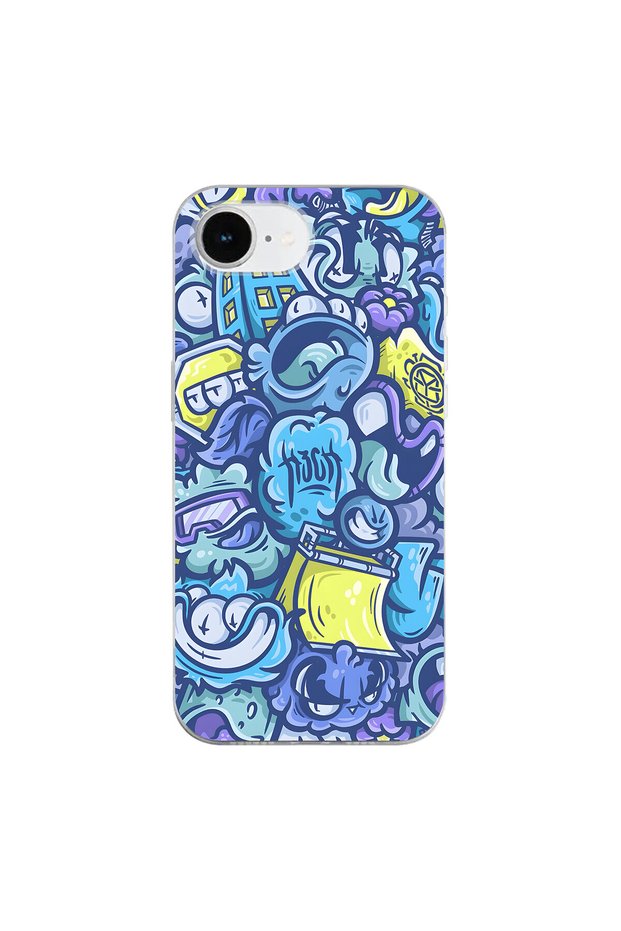 iPhone 16E Compatible Graffiti 9 Design Transparent Case