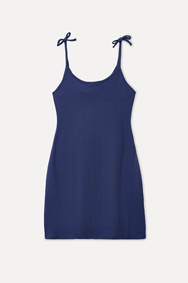 Women's Navy Blue Sleeveless A-Form Mini Dress