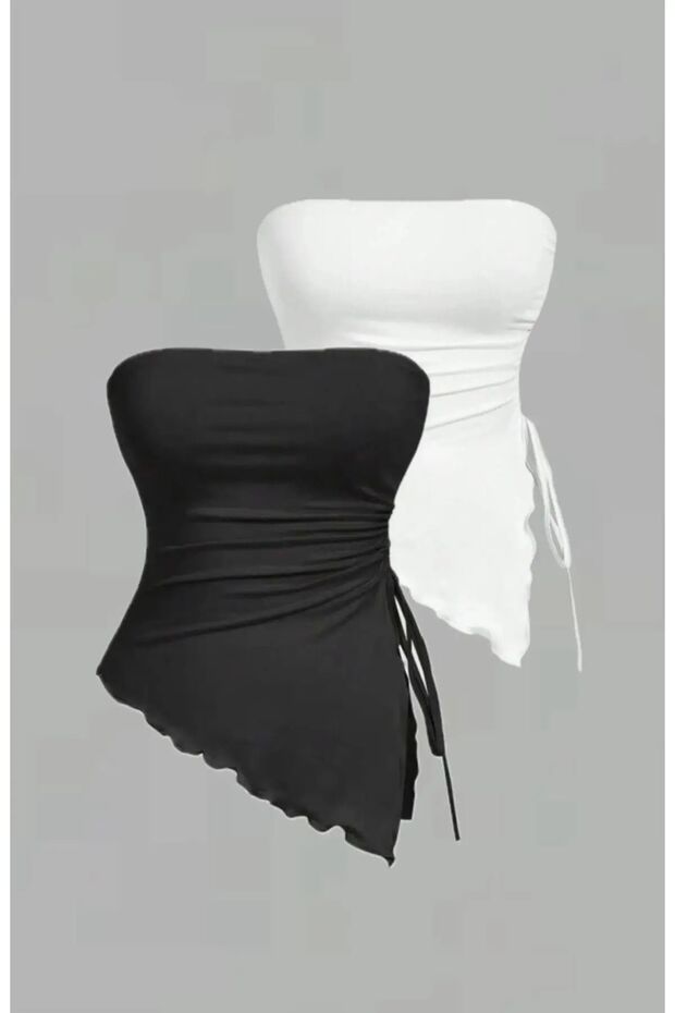 Women's Side Gathered Strapless 2-Piece New Season Breathable Blouse