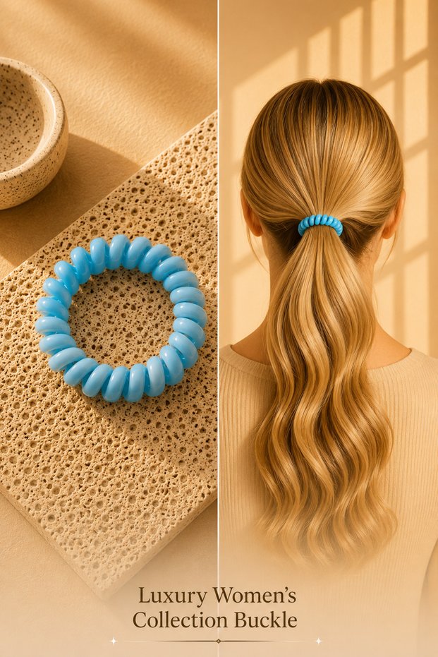 Luxury Women's Blue Spiral Hair Clip Telephone Cord Hairpin