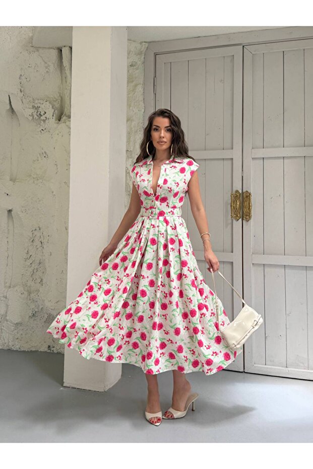 Women's Colorful Floral Patterned Summer Dress