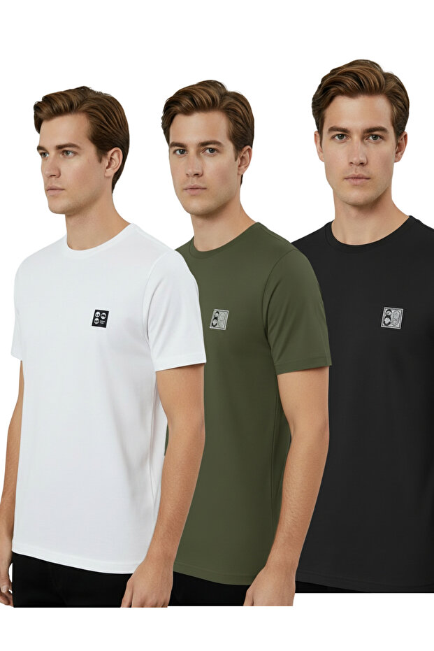 3 Pieces 100% Cotton Daily Basic T-Shirt-7076
