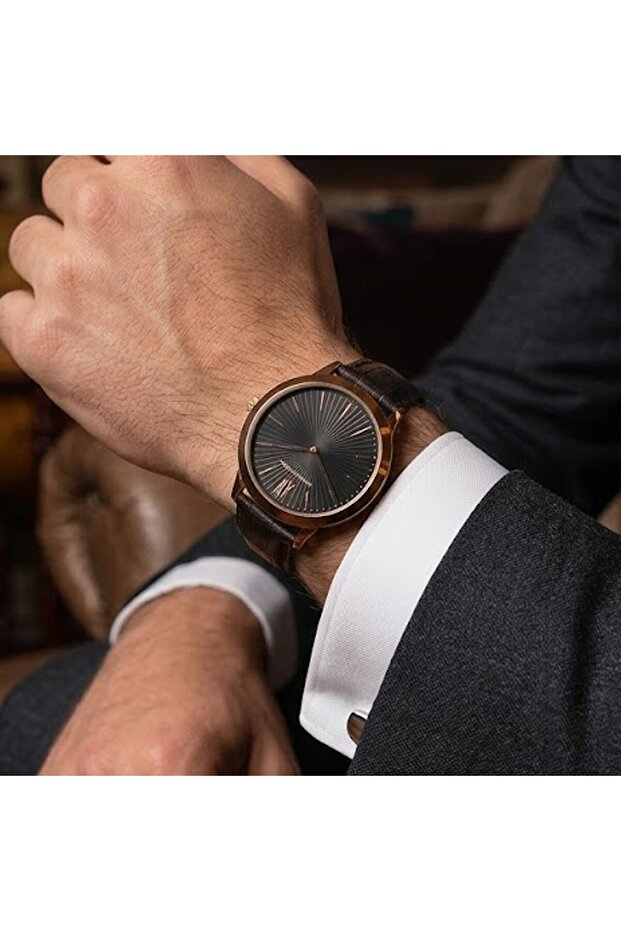 Brown Leather Cord Waterproof Men's Wristwatch