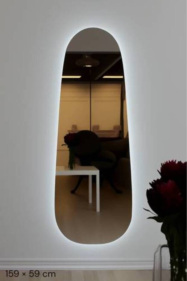 مرآة حائط LED كهربائية ثلاثية الألوان بدون إطار 159 × 59 cm