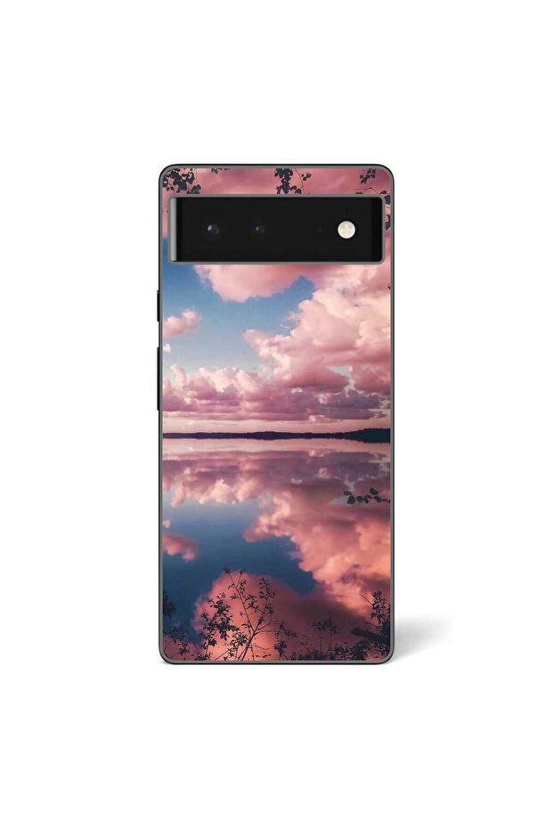 Case compatible with Google Pixel 6 Silicone Gel Tpu Pattern Pink Clouds