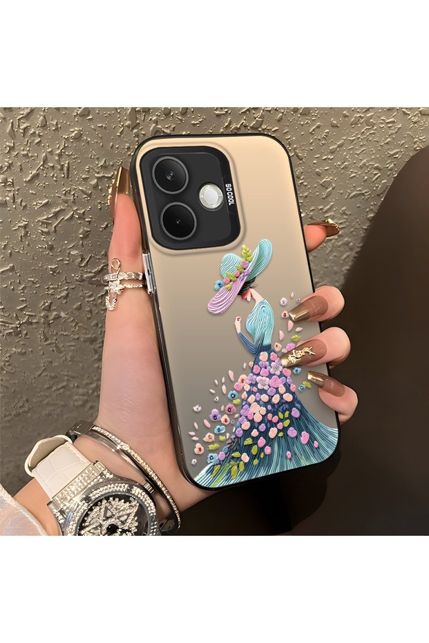 Oppo A5 Pro 5g Compatible Silicone Edge Hard Back Case Couple Phone Case Beautiful Girl Patterned