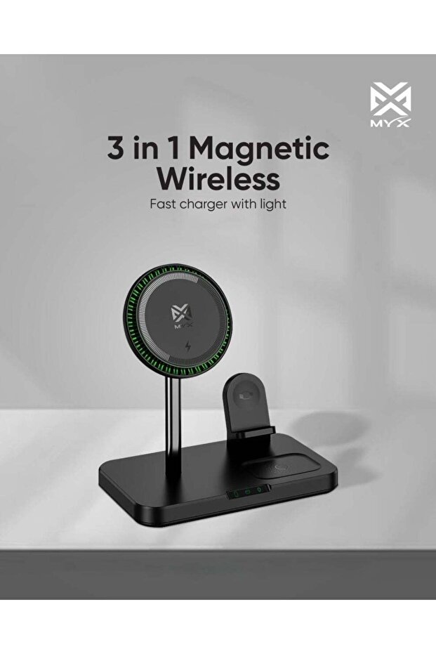 TriFlux 3-in-1 Magnetic Wireless Fast Charger 15W | iOS/Android Compatibility | Smart Charging Technology