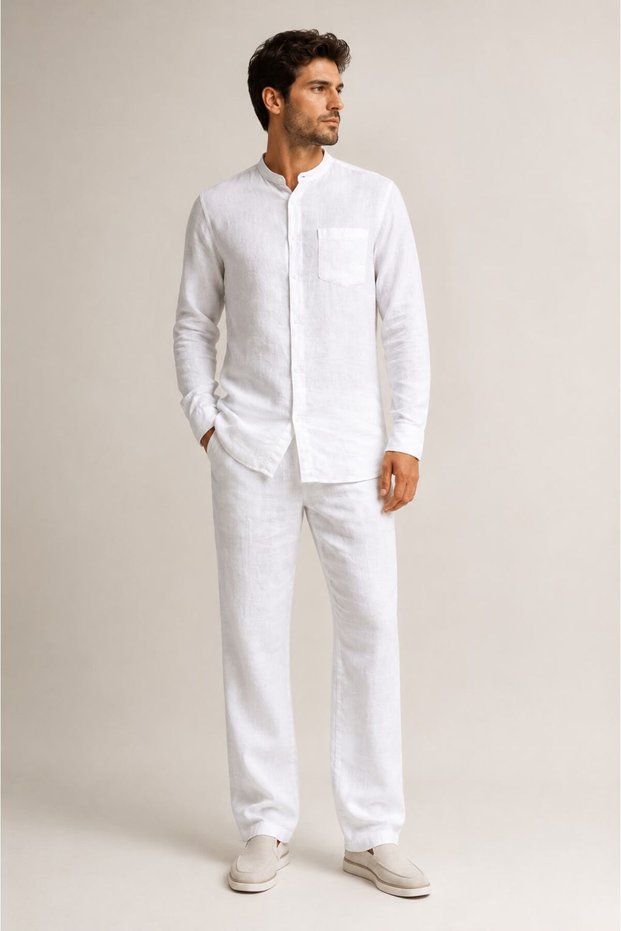 Men's Hajj Umrah Suit 100% Cotton Muslin Full Buttoned. Daily Use