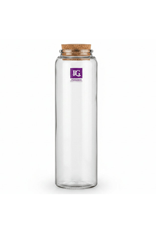 Pishgaman Glass Bottle with Natural Cork Lid | 22 cm | Airtight Storage Jar