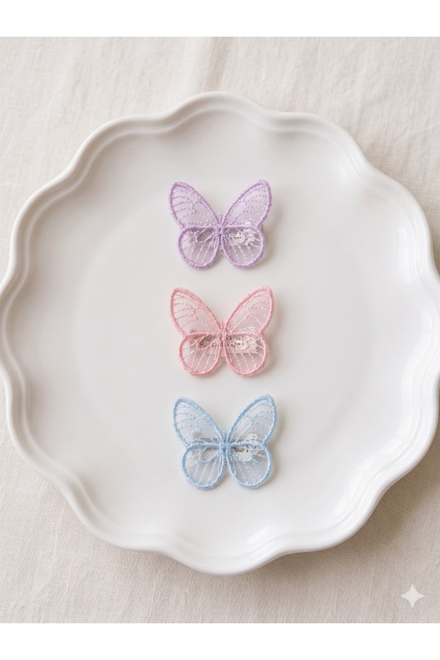 3-Piece Baby Hair Clips - Tulle Butterfly Hair Clip Set for Hairless or Low-Haired Babies
