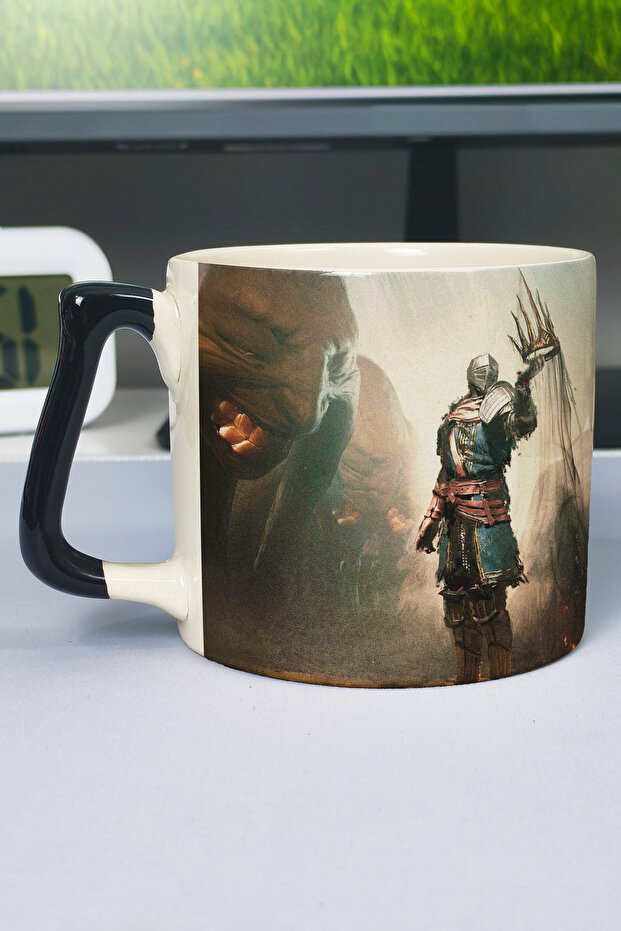 كوب سيراميك فاخر مطبوع عليه Dark Souls (قطعة واحدة) بمقبض أسود خاص V4D