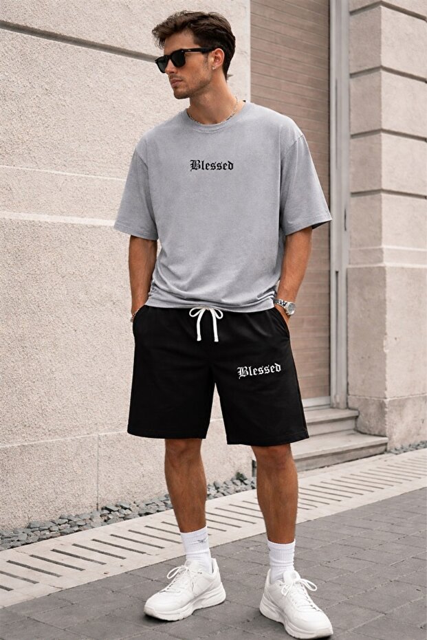 Unisex Blessed Summer Double Set Oversize T-Shirt and Shorts Set