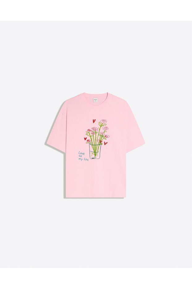 Love of My Life Printed Crew Neck Oversize Trendy Women's T-Shirt
