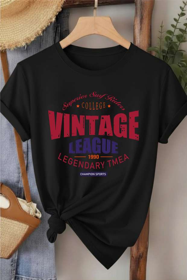 Vintage League Printed Women's 100% Cotton T-Shirt