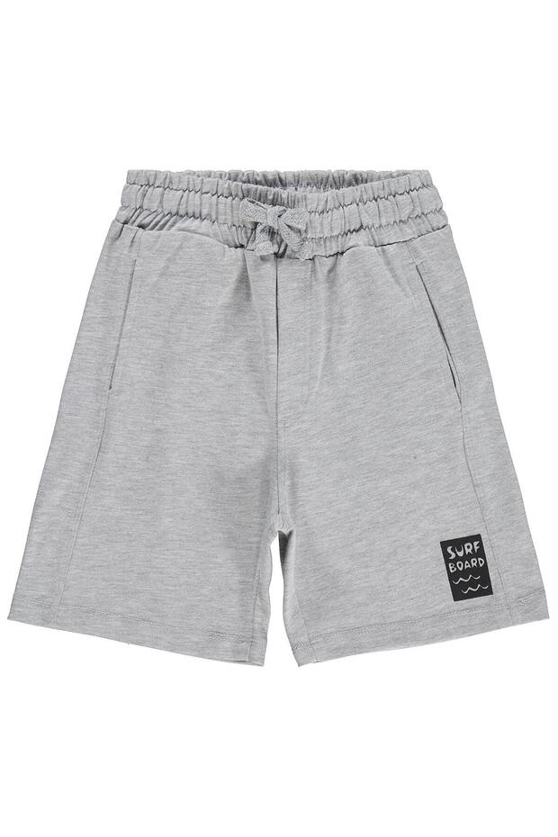 Basic Have Fun Printed Shorts for Ages 6-9 - Gray