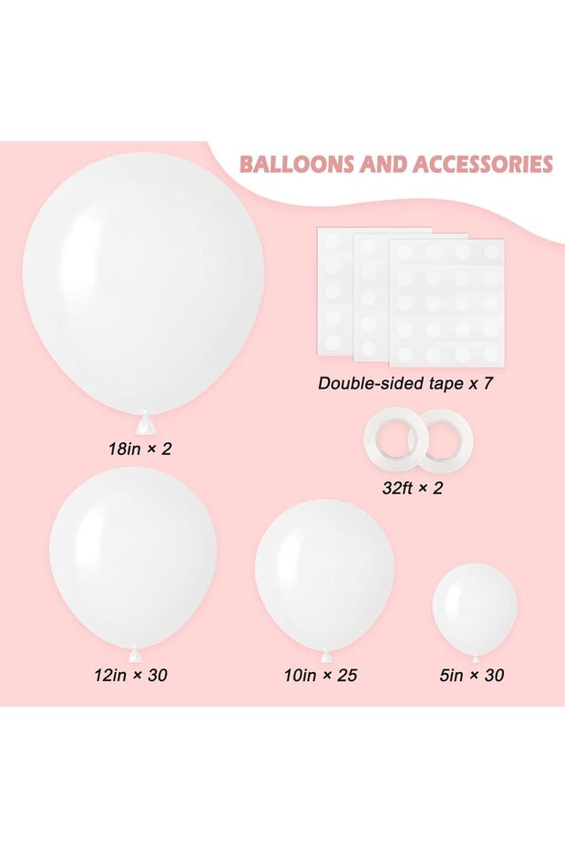 White Balloons,10 × 10 × 1.5 cm,for Garland Arch, Wedding Arch, Premium Party Latex Balloons,for Birthday Party Wedding Anniversary, Baby Shower Party, Baptism Decoration,87Pcs