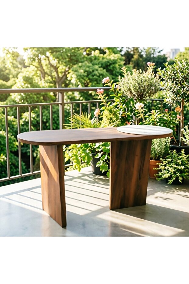 2-Color Modern Oval Console Table - 4