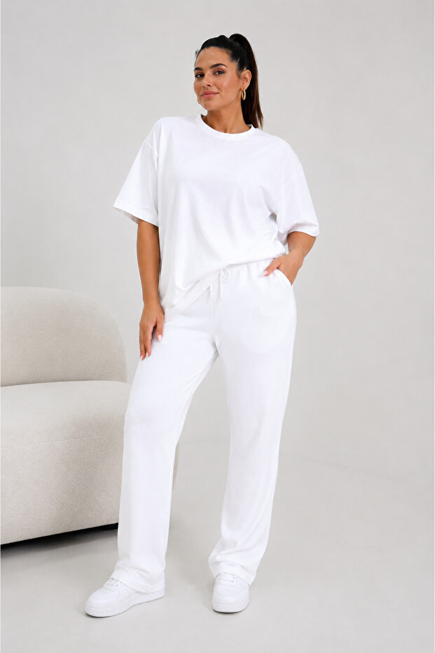 Women's Plus Size Compatible Oversize Short Sleeve Tracksuit Set (You Can Get 1 Size Smaller)