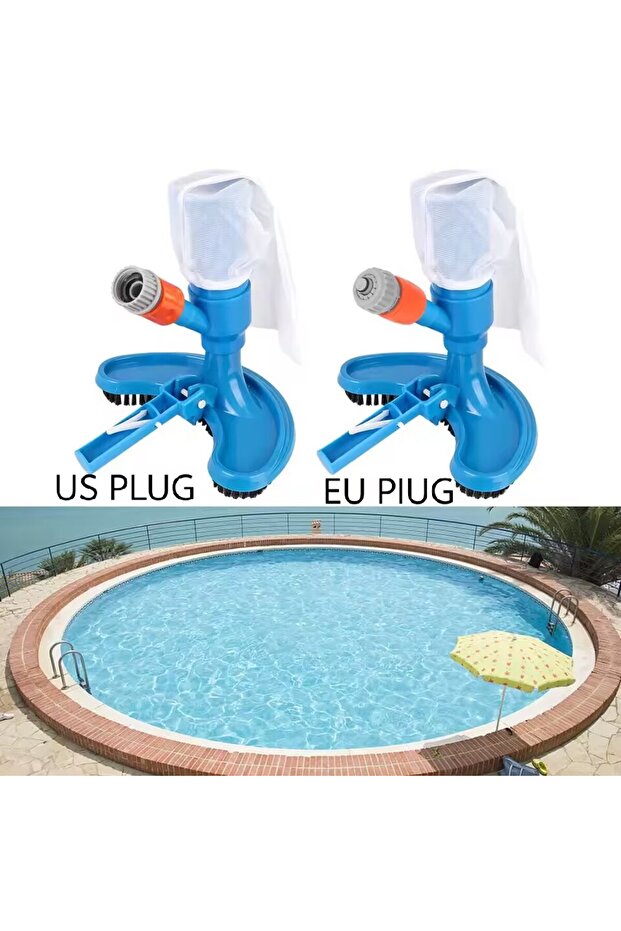 EU PLUG Blue Crescent Shaped Portable Pool Vacuums Jet Underwater Cleaner with Brush ,Pool Cleaning