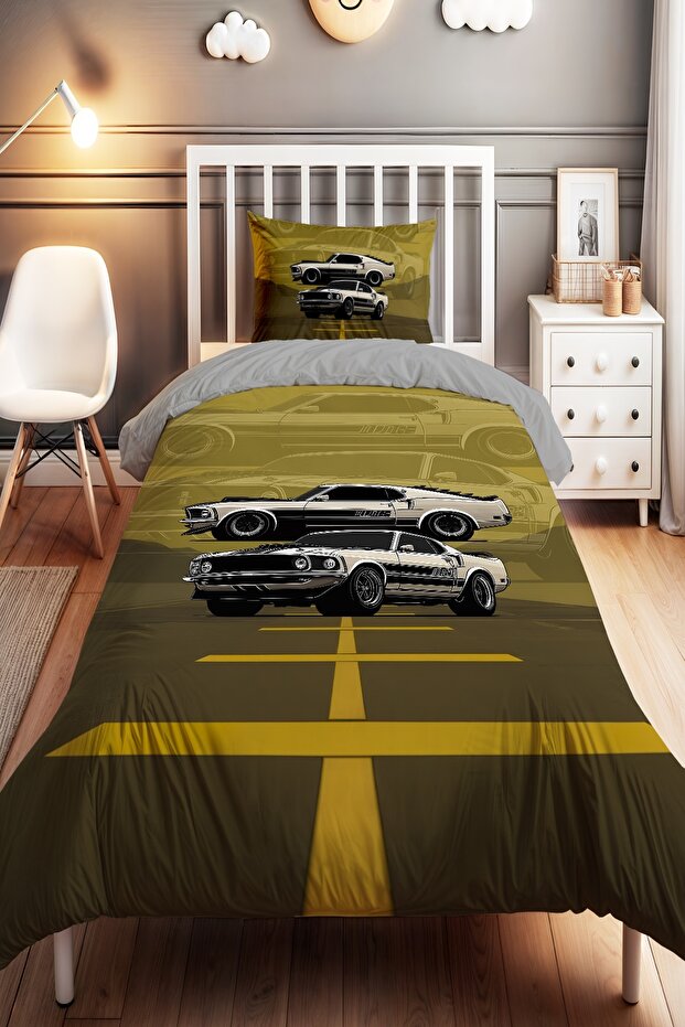 Drift Arabası Patterned Single Baby Kids Bedding Set