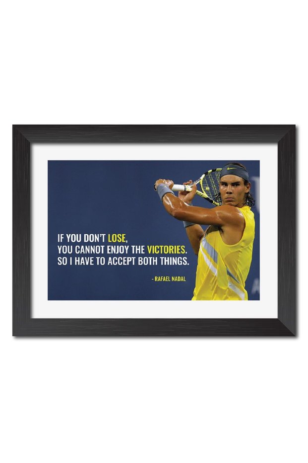 Alayra Rafael Nadal Poster Quote Tennis Player Poster Framed Paintings with GlossyBlack Frames (9