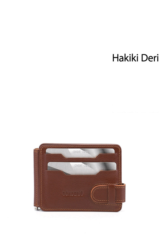 Tan Genuine Leather Unisex Card Holder